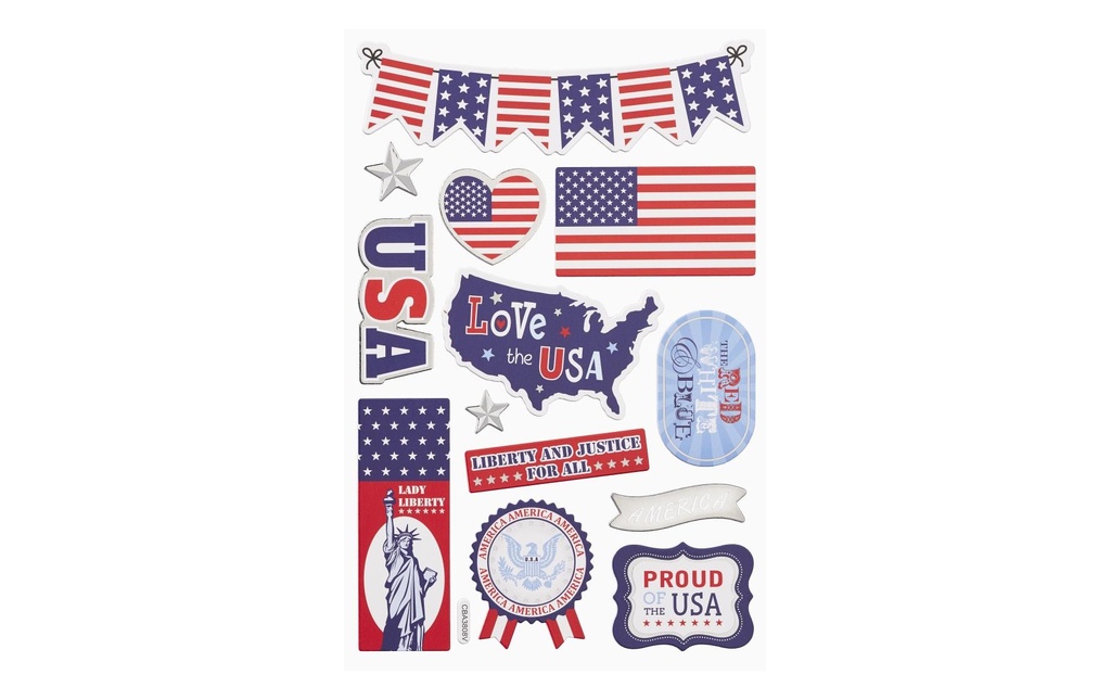 HobbyFun Autocollant à motif USA 1 feuille