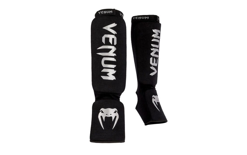 Venum Kontact Shin Guards Noir/Argent, XL