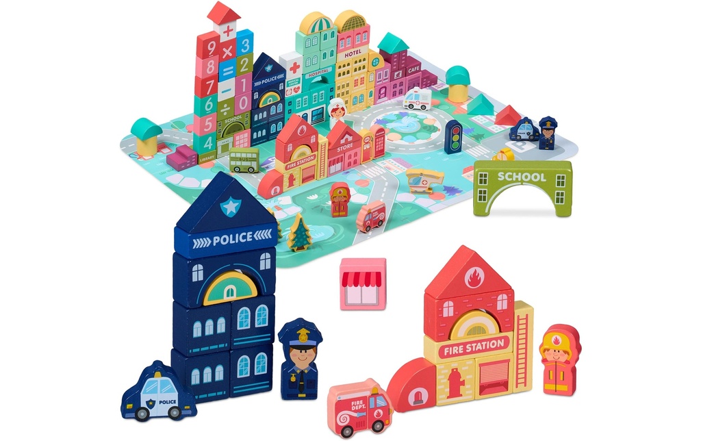 relaxdays Set de cubes en bois Ville