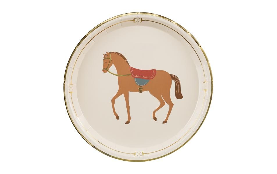 Partydeco Assiettes jetables cheval, Beige, 23 cm, 6 pièces