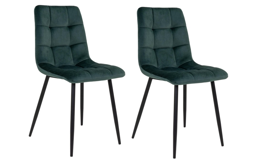 House Nordic Chaise Middelfart 2 pièces, 86 x 55 cm, Noir/Vert