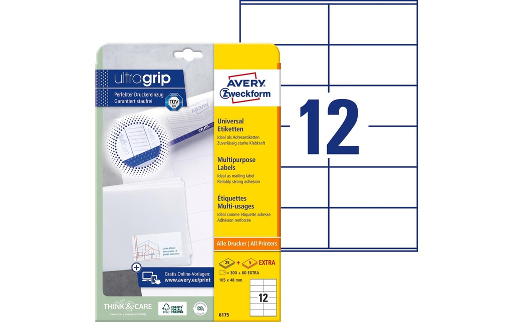 Avery Zweckform Étiquettes universelles 6175 105 x 48 mm, 30 feuille
