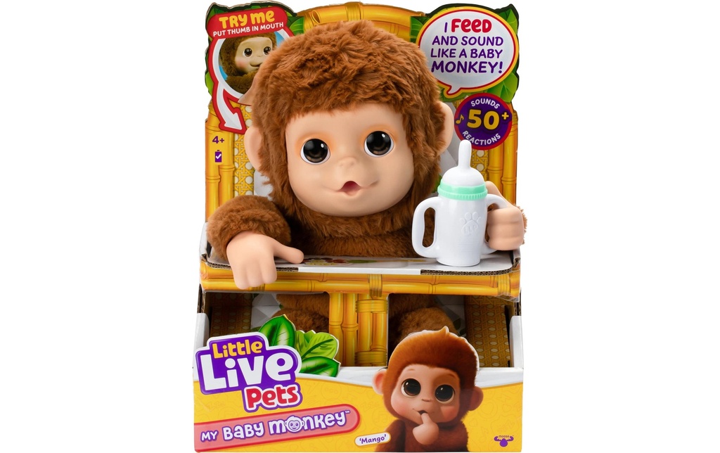 moose Peluche Baby Monkey Little Live Pets, 30 cm
