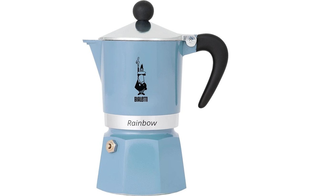 Bialetti Cafetière italienne Rainbow pour 3 tasses, bleu