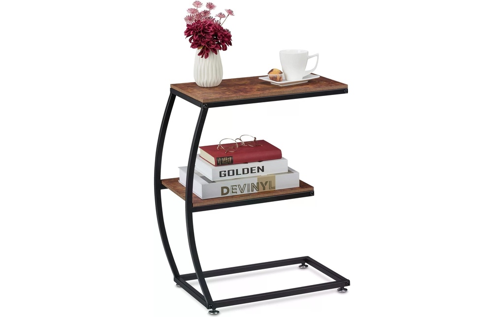 relaxdays Table d'appoint Industrial 47.5 cm x 57.5 cm, Noir/Brun