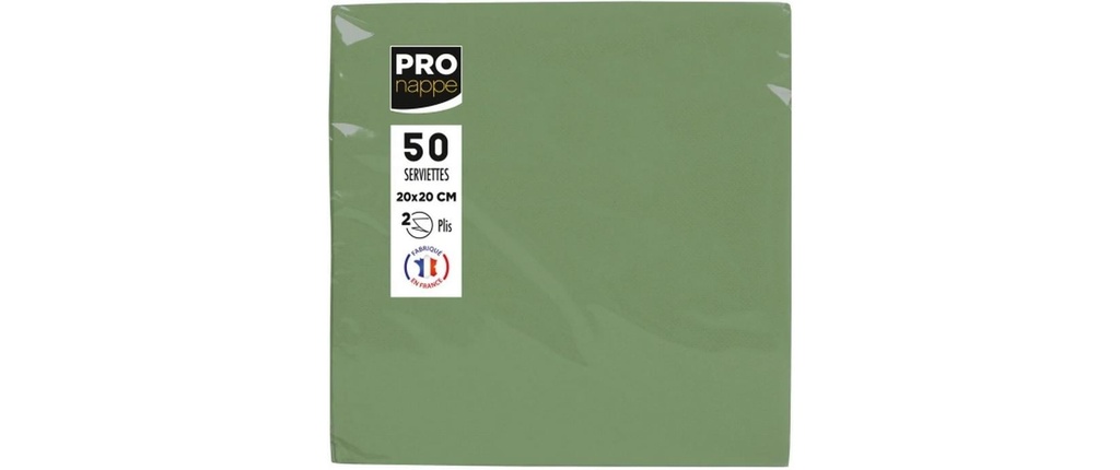 PRO nappe Serviettes en papier vert olive 20 cm x 20 cm, 50 Pièce/s