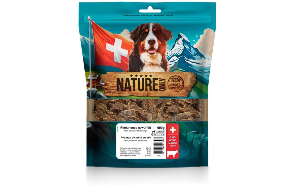 NATUREonly Produit à mâcher  Poumon de bœuf en dés 600 g
