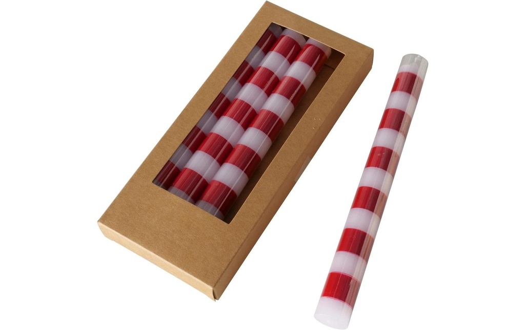 Boltze Bougie droite Stripy 20 cm x 2.2 cm, Rouge, 4 Pièce/s