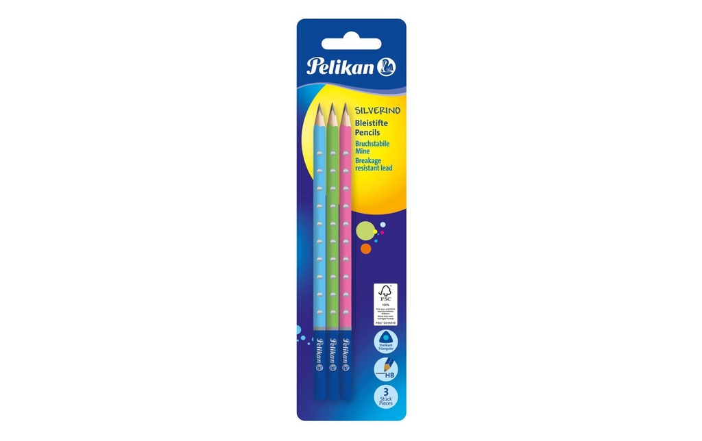 Pelikan Crayon Silverino HB, triangulaire, 3 pièces