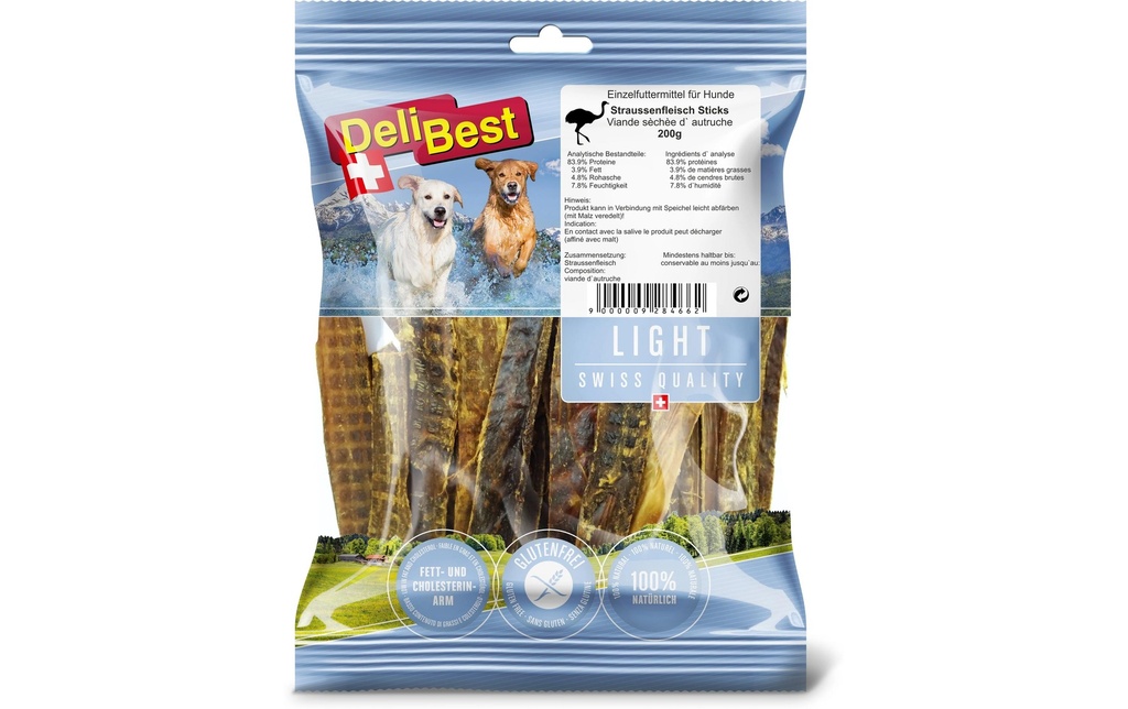 DeliBest Bâtonnet à mâcher Light Bâtonnets d'autruche, 200g