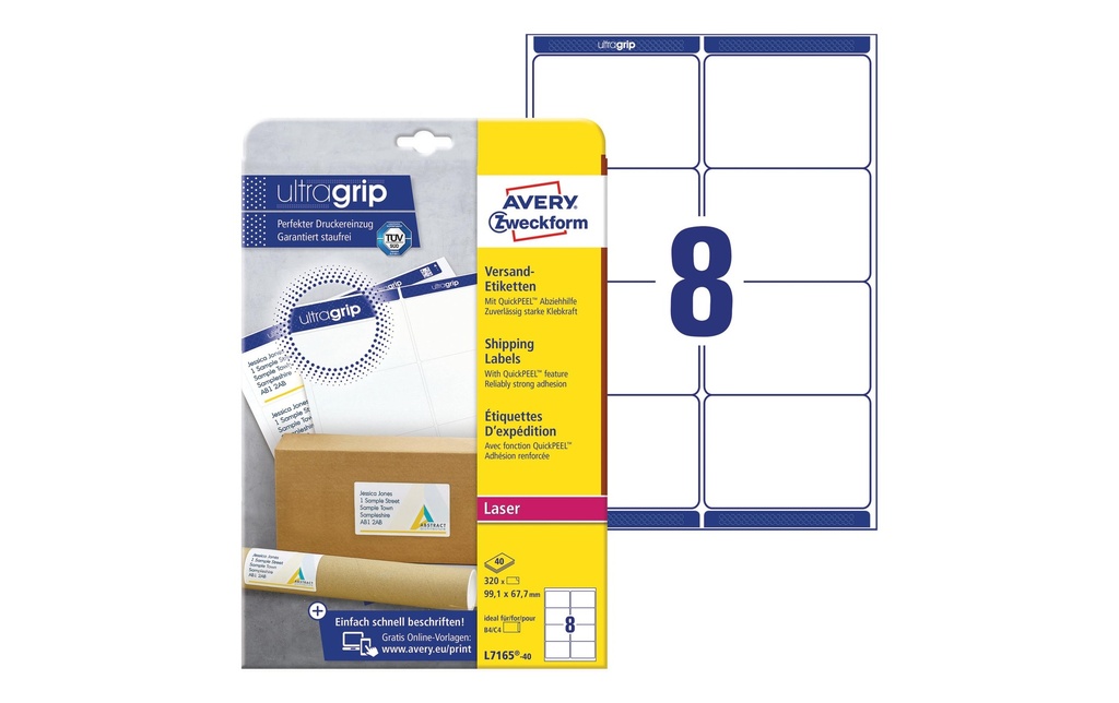 Avery Zweckform Étiquettes d’expédition Ultragrip 99.1 x 67.7 mm, 40 feuille