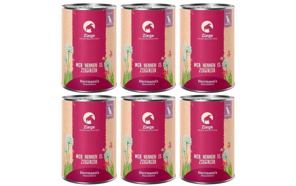 Herrmann's Alimentation humide Chèvre avec betteraves rouges et millet 6 x 400 g