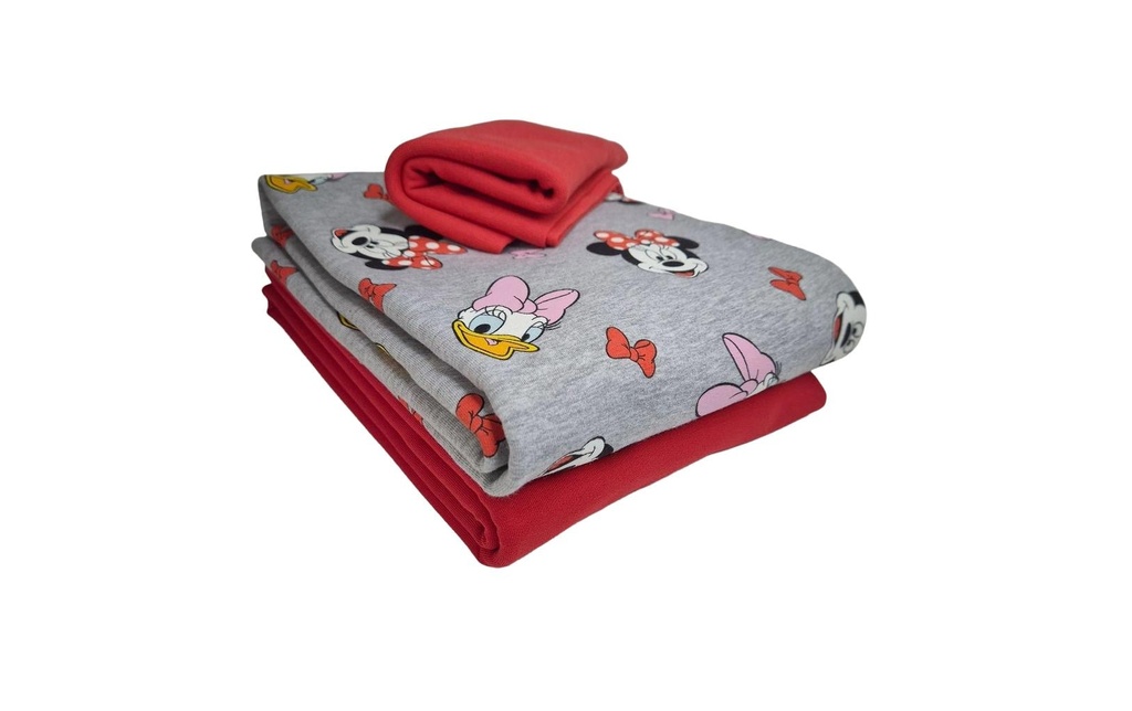 Stoffe Tissu French Terry Minnie Mouse 3 pièces, rouge, 2 x 1 m