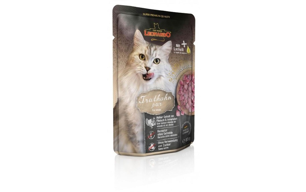 Leonardo Cat Food Alimentation humide Dinde pure, 85 g