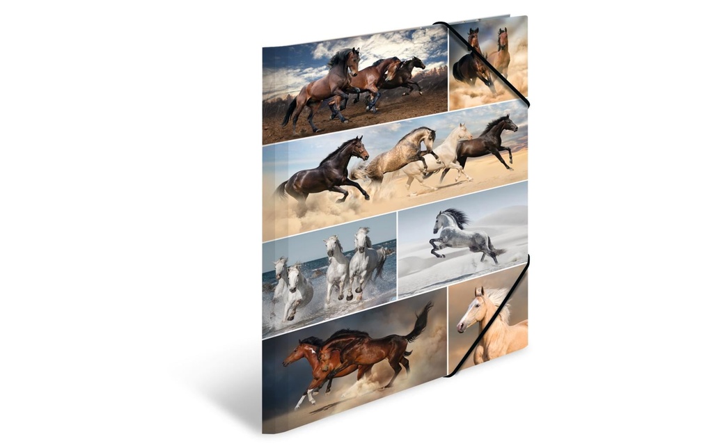 HERMA Portfolio à ruban élastique A3 Chevaux, carton, avec impression intérieure