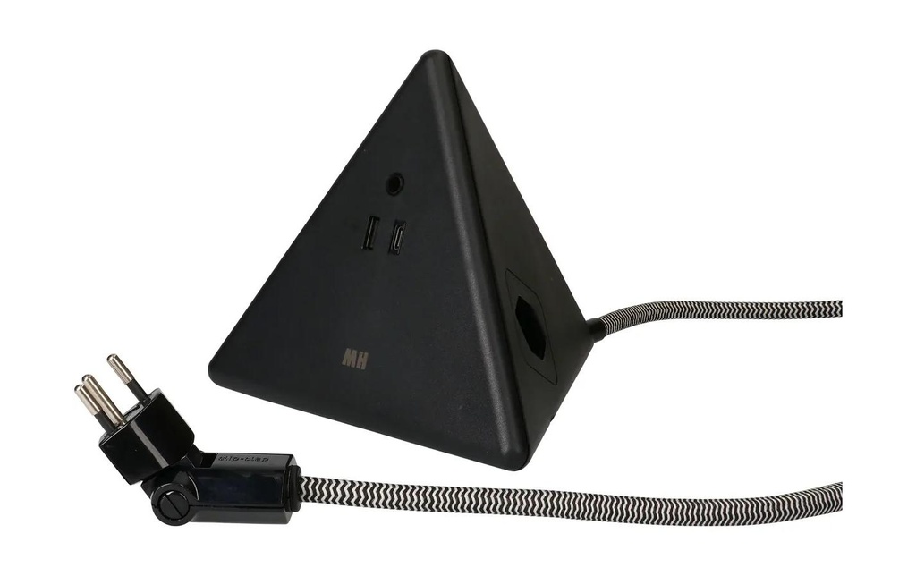 maxTex Bloc multiprises Pyramide, noir 2x T13, USB A+C 18W