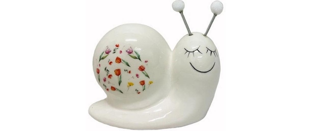 Dameco Objet à exposer Escargot avec motif floral Blanc, 9.5 x 4.5 x 7 cm