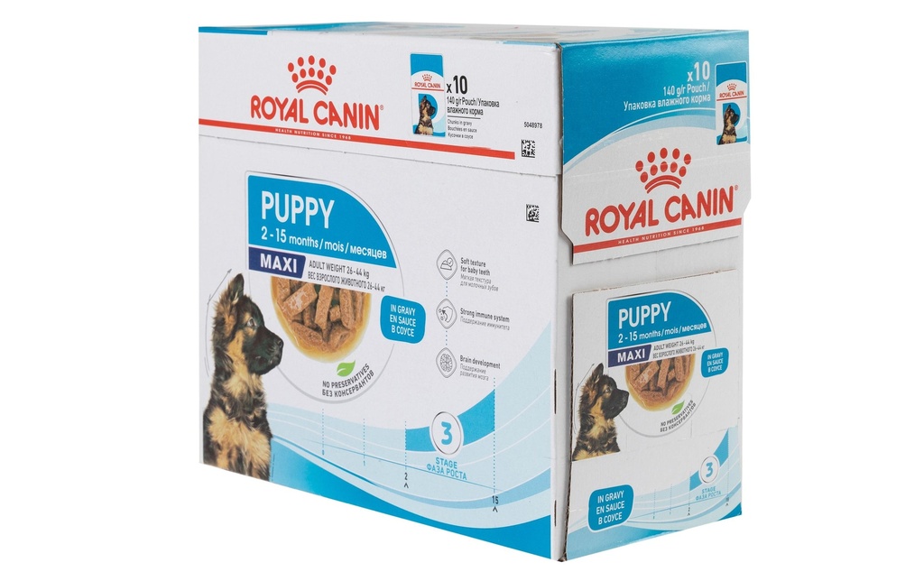 Royal Canin Alimentation humide Health Nutrition Maxi Puppy Sauce, 10 x 140g