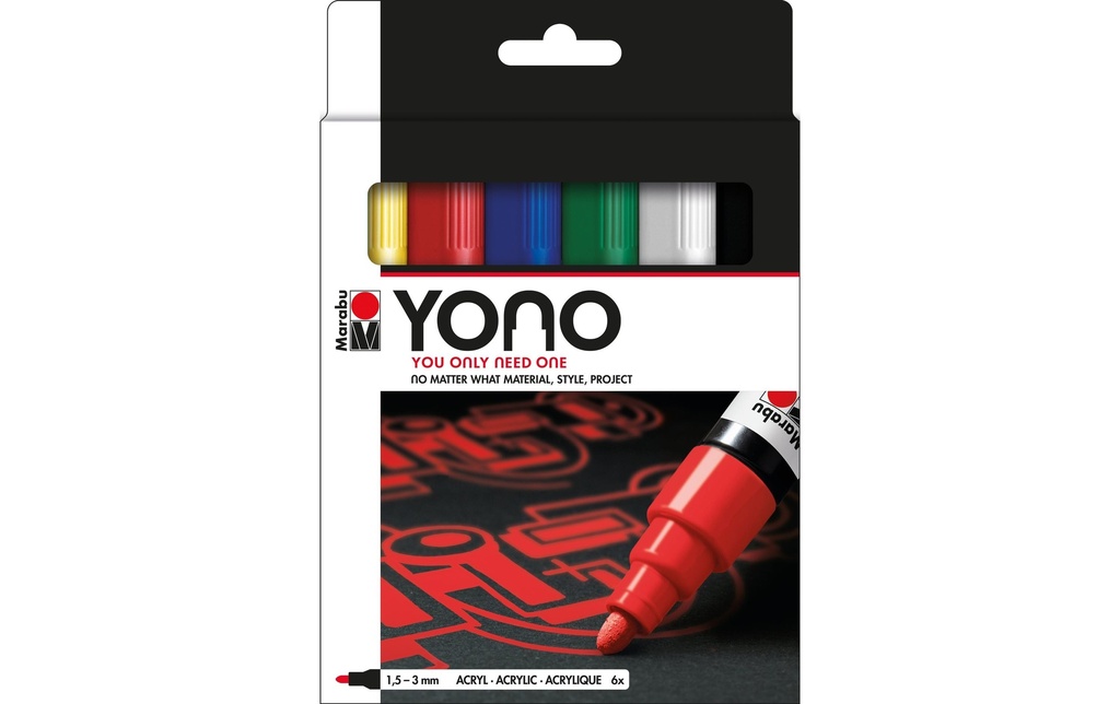 Marabu Marqueur acrylique Yono Set 1.5 - 3 mm 6 pièces, Multicolore