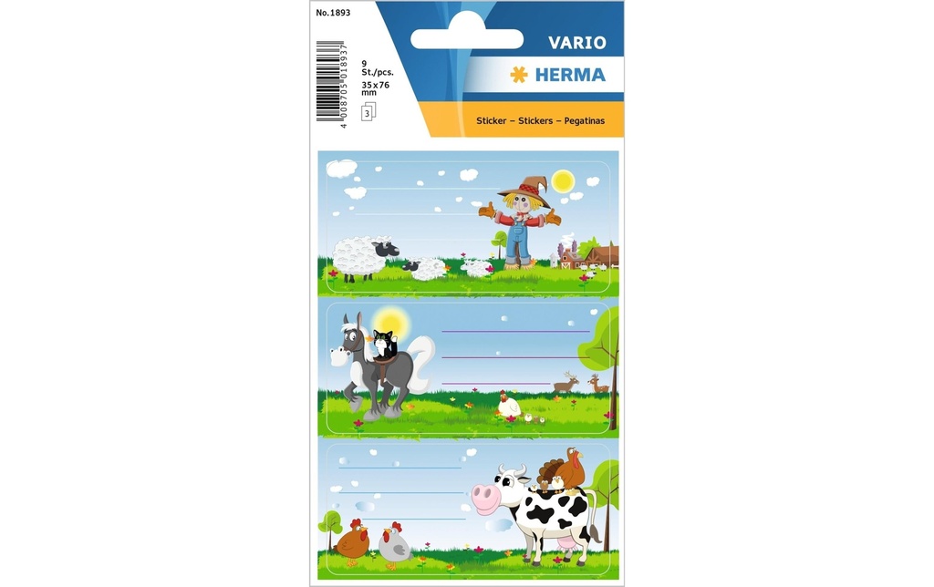 Herma Stickers Étiquettes scolaires Petite ferme