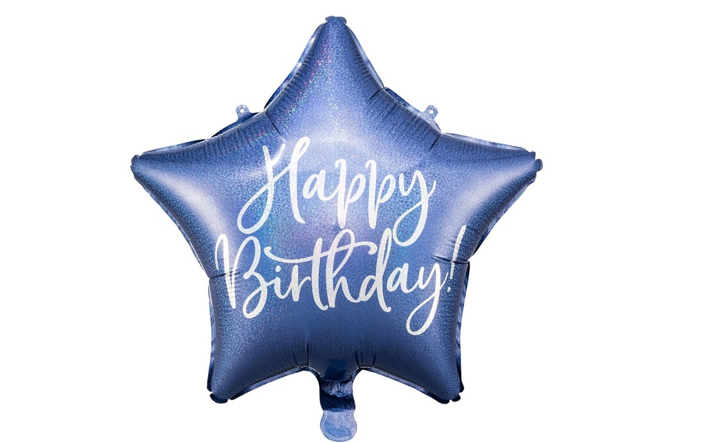 Partydeco Ballon en aluminium Happy Birthday Bleu