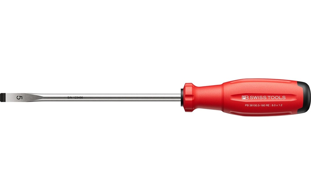 PB Swiss Tools Tournevis pour vis à fente SwissGrip Evo PB 38100.5-160 RE Rouge