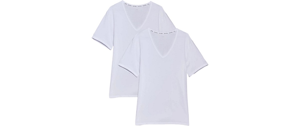 Calvin Klein Wäsche T-shirt 2P S/S V Neck Blanc, XL