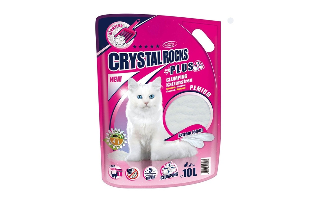 Crystal Rocks Litière pour chat Silicate Plus, 10 l, agglomérant