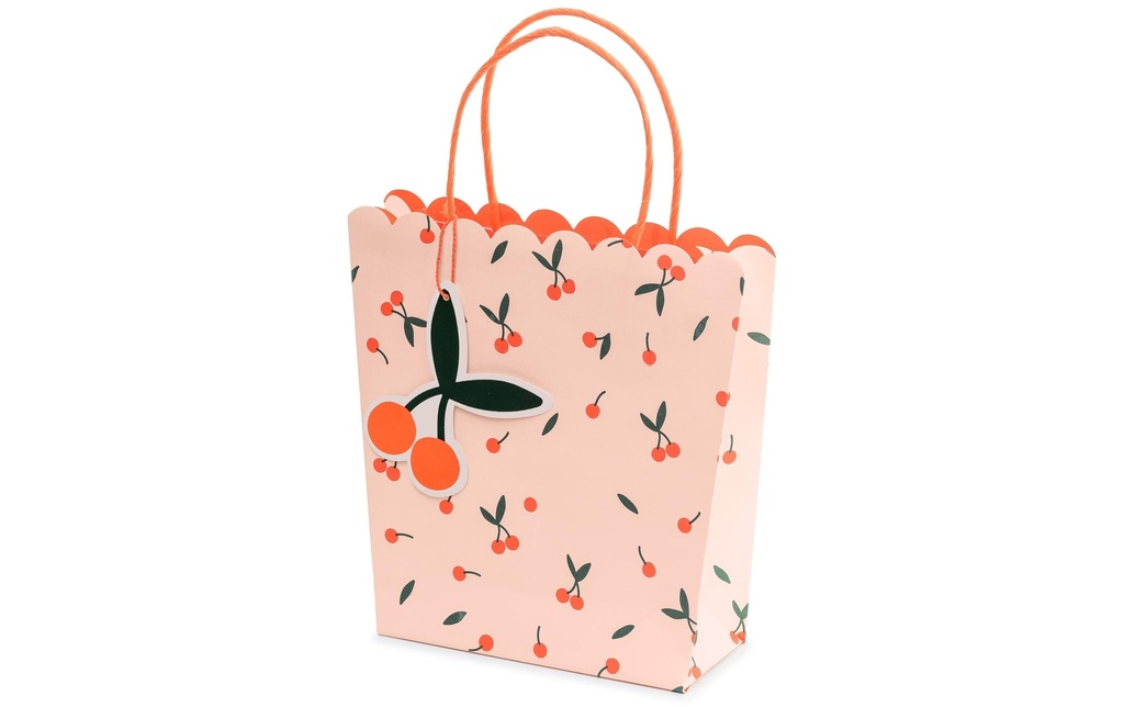 Partydeco Sac cadeau Cerises 22 x 23 x 8 cm, Rose
