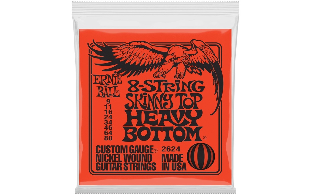 Ernie Ball Cordes de guitare 2624 8-String Skinny Top HBS – 09-80