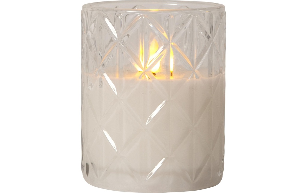 Star Trading Bougie LED Flamme Romb, Ø 10 x 12.5 cm, Transparent