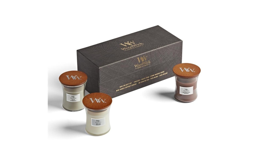 Woodwick Coffret cadeau Woody 3 Mini Jar