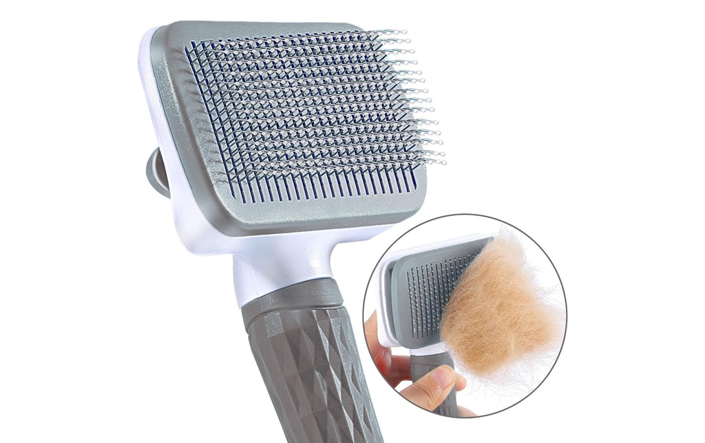 Quick Aid Brosse autonettoyante pour animaux domestiques Gris