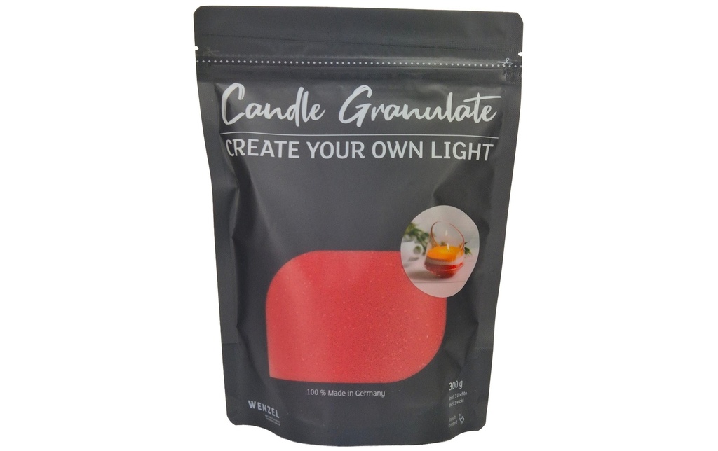 Wenzel Kerzen Granulés de cire sans parfum 300 g, Rouge