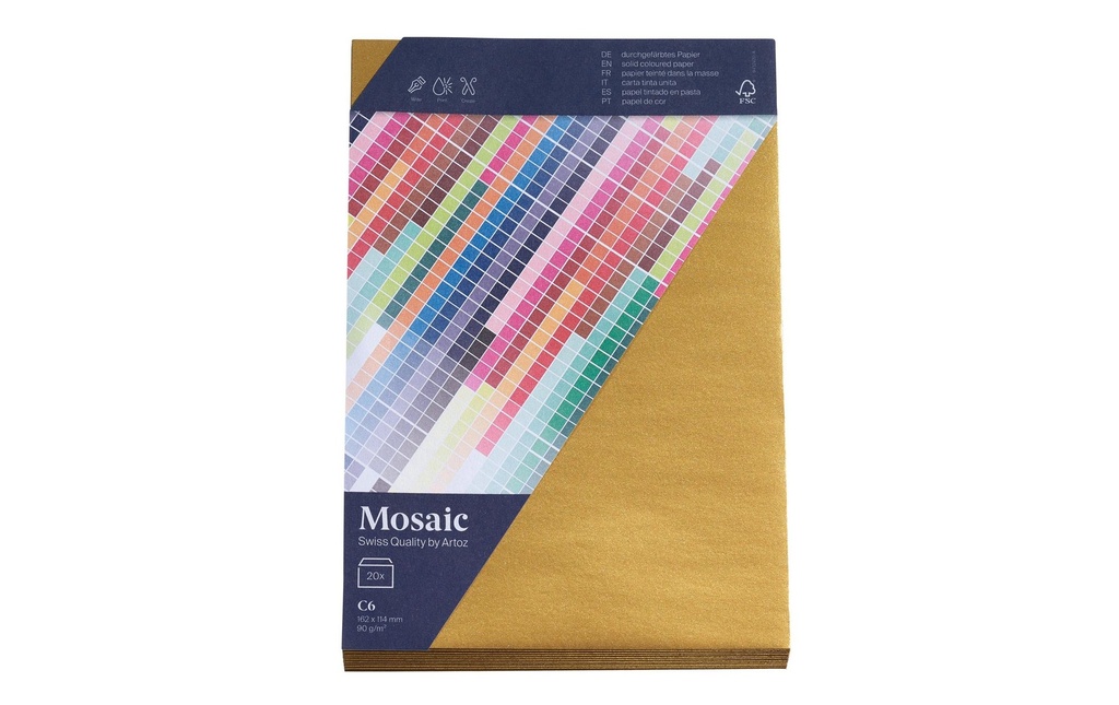 Artoz Enveloppe Mosaic C6, 20 pièces, Doré