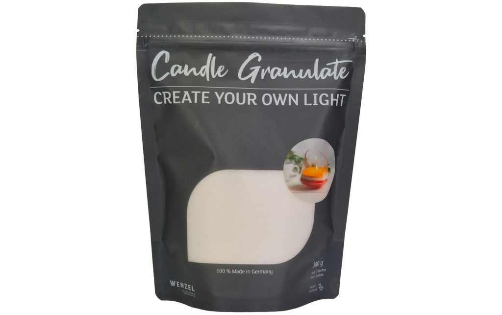 Wenzel Kerzen Granulés de cire sans parfum 300 g, Blanc