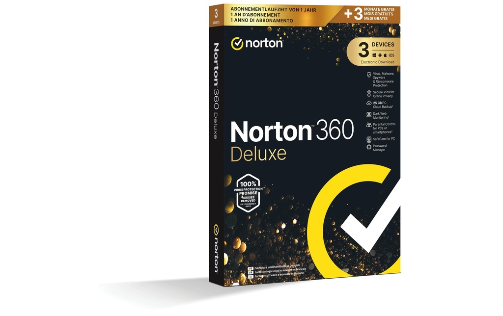 Norton Norton 360 Deluxe GOLD Ed. Boîte, 3 Appareil, 15 mois
