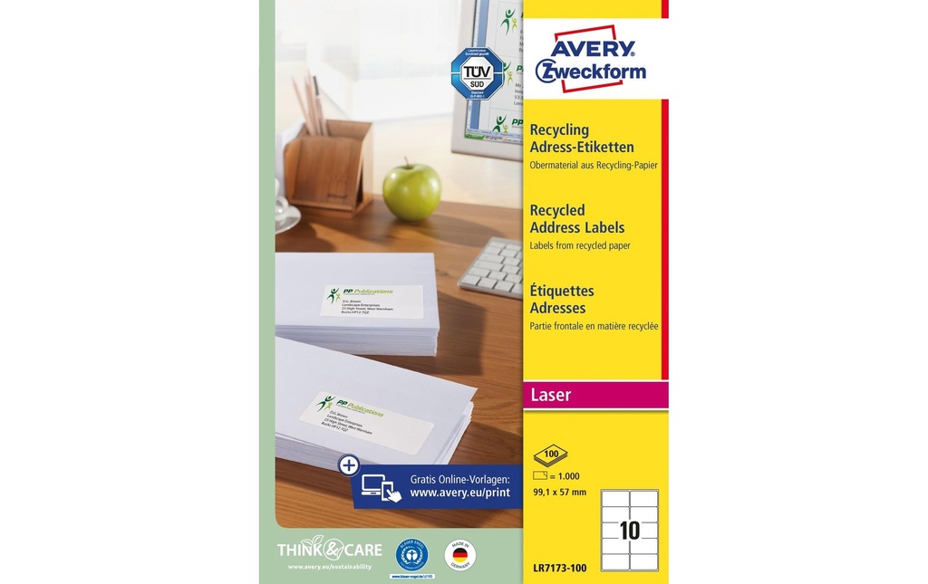 Avery Zweckform Étiquettes d’adresse 99.1 x 57 mm, 100 feuille