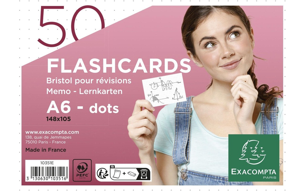 Exacompta Fiches Pois, blanc