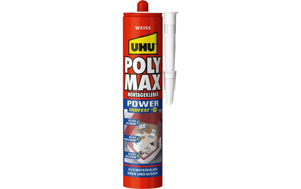 UHU Adhésif de montage Poly Max Power 425 ml, Blanc