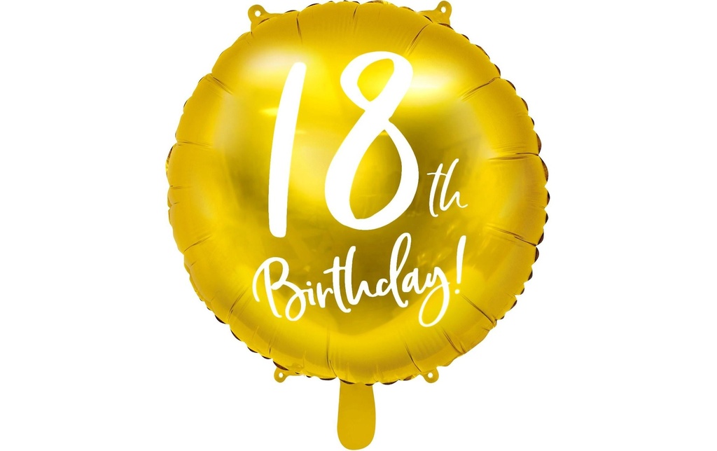 Partydeco Ballon en aluminium 18e anniversaire Doré/Blanc