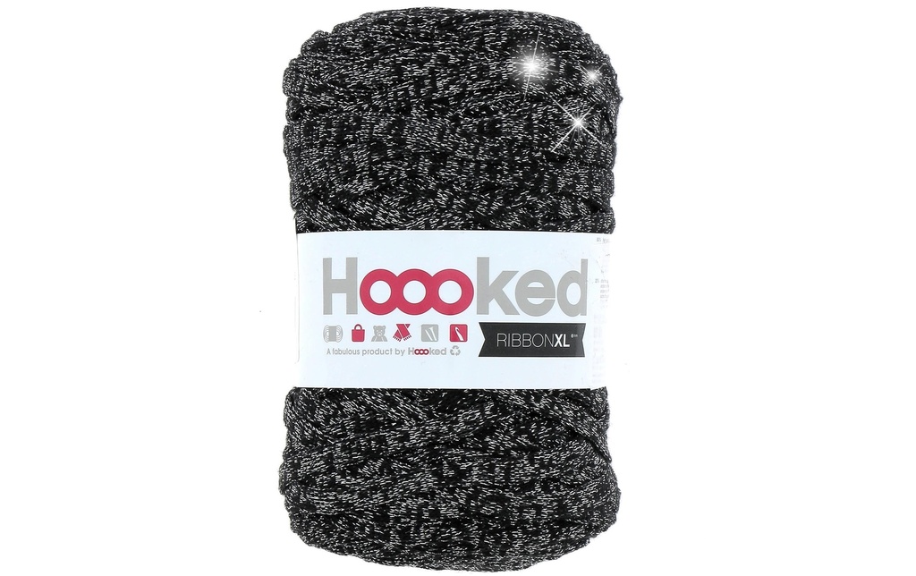 Hoooked Laine Ribbon XL, Lurex 250 g, Noir