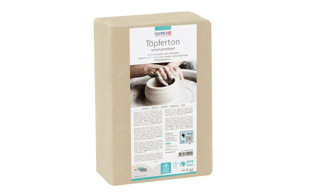 Glorex Argile de potier 5 kg Blanc