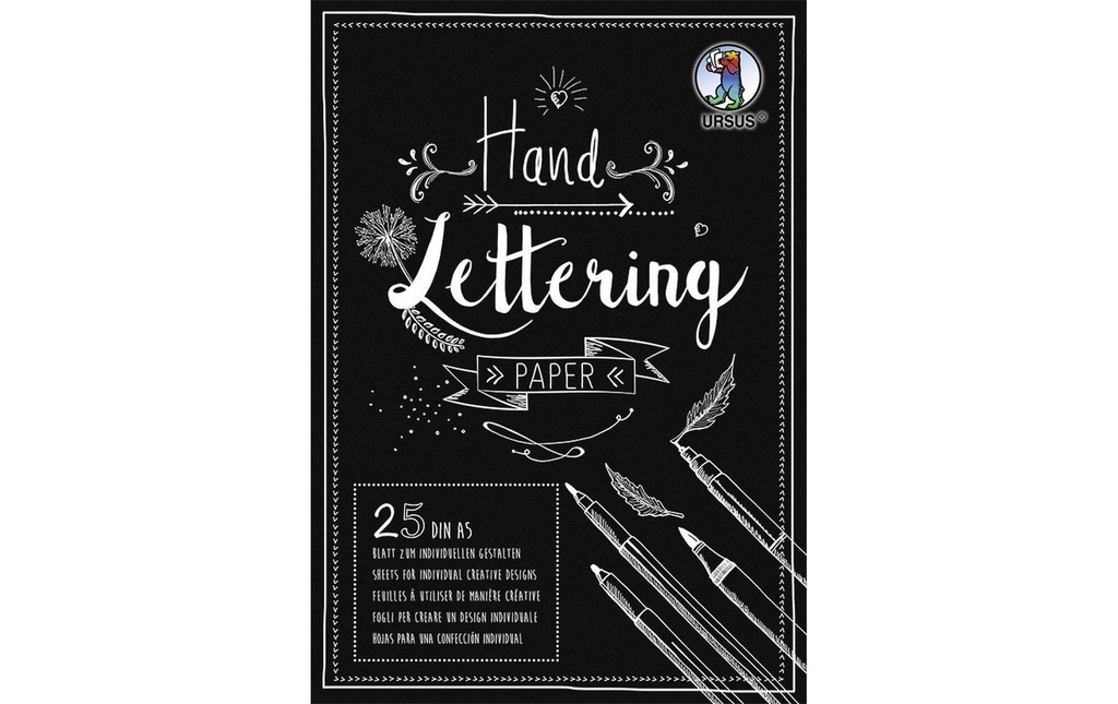 URSUS Carnet de dessin Handlettering  A5, 210 g/m², 25 feuilles, noir