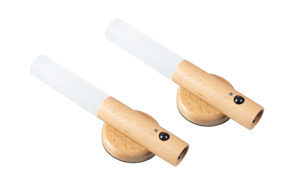 FTM Lampe murale avec capteur de lumière, marron clair, 2 pièces