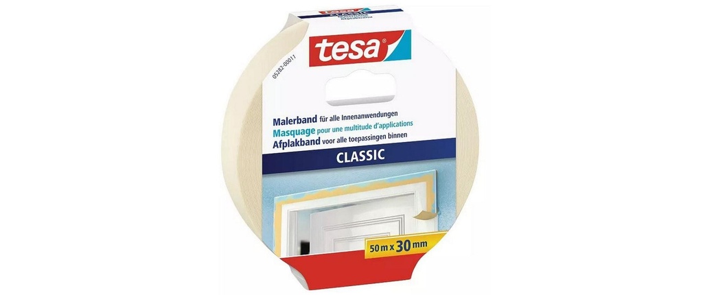 tesa Ruban de peintre -Set Classic, 30 mm x 50 m, 4 rouleaux, beige