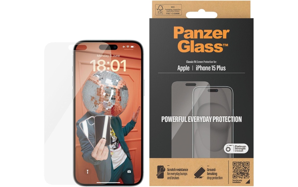 Panzerglass Protection d’écran Classic Fit iPhone 15 Plus