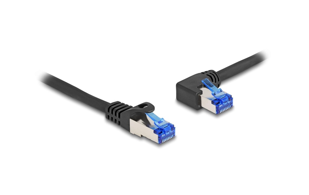 Delock Câble patch angulé à gauche Cat 6A, S/FTP, 0.5 m, Noir