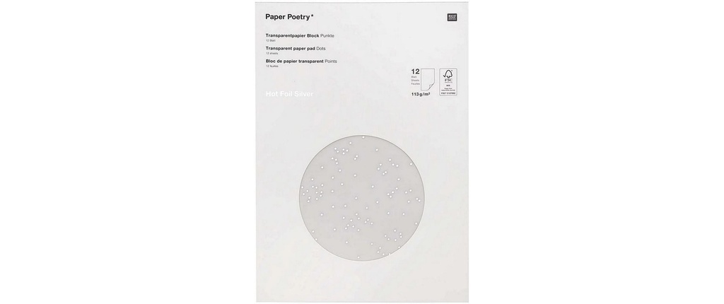 Rico Design Papier transparent Points A4, 113 g/m²,  1 Pièce/s, Argent