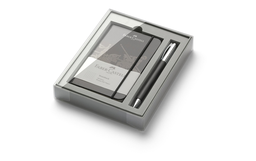 Faber-Castell Stylo bille Résine précieuse Ambition B, Noir/Argenté